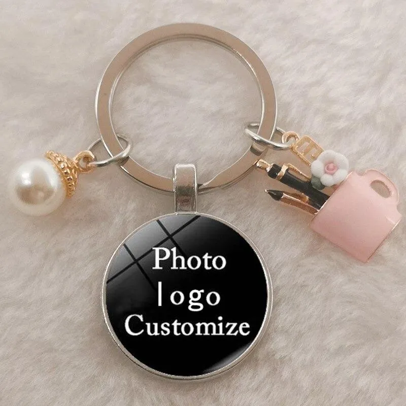 Personalized A-Z Initial Letter Pearl and Flowers Keychain