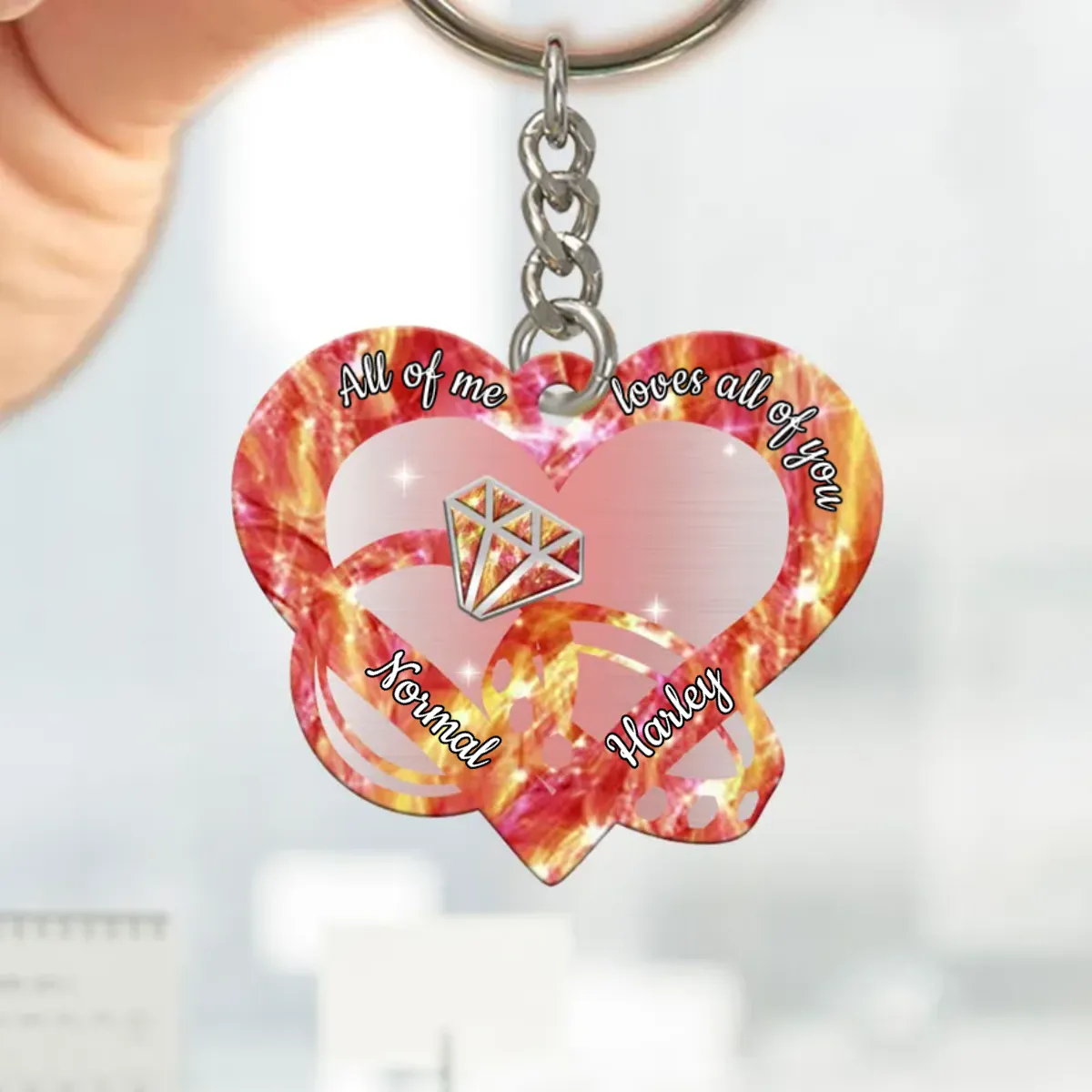 Personalized All of me loves all of you Couple Rings Multi Color Keychain, Gift for Him Her