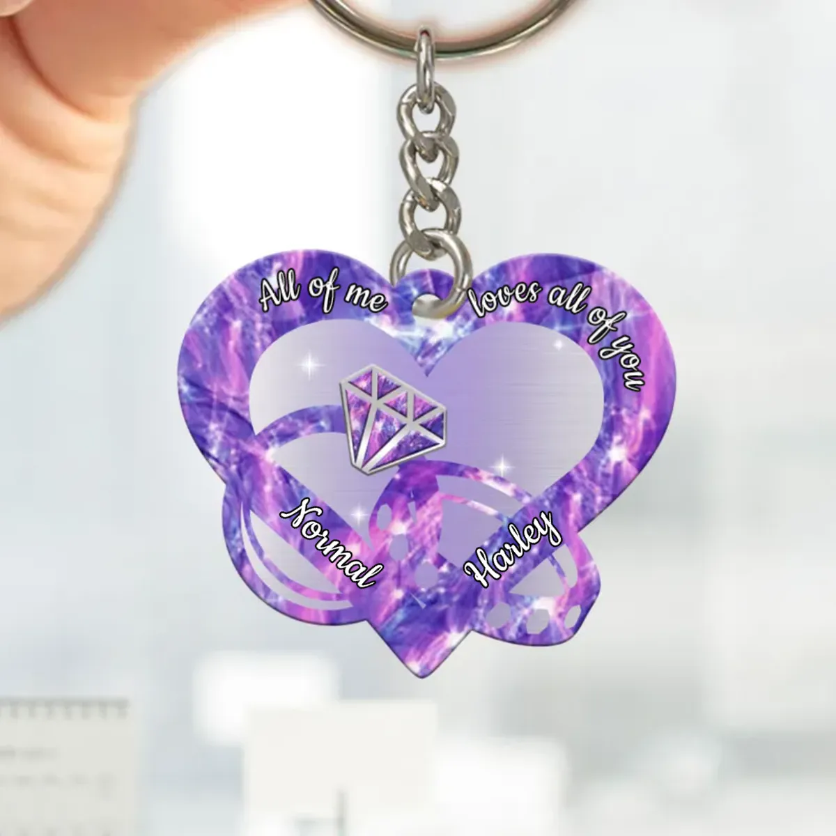 Personalized All of me loves all of you Couple Rings Multi Color Keychain, Gift for Him Her