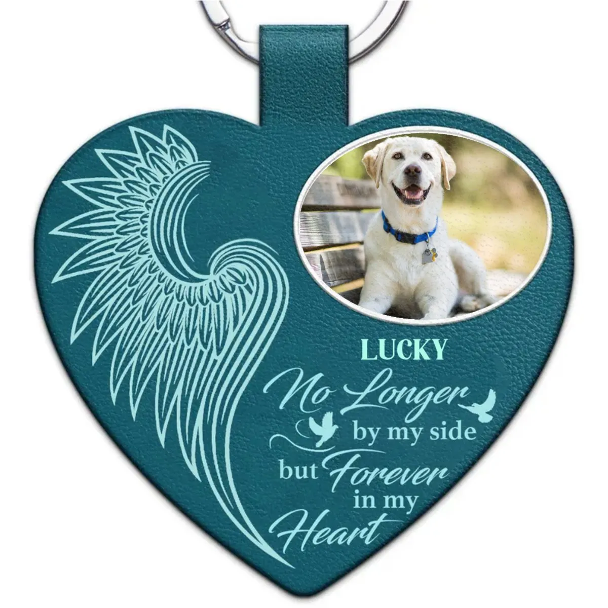 Pet Lovers -  No Longer By My Side - Personalized Leather Keychain