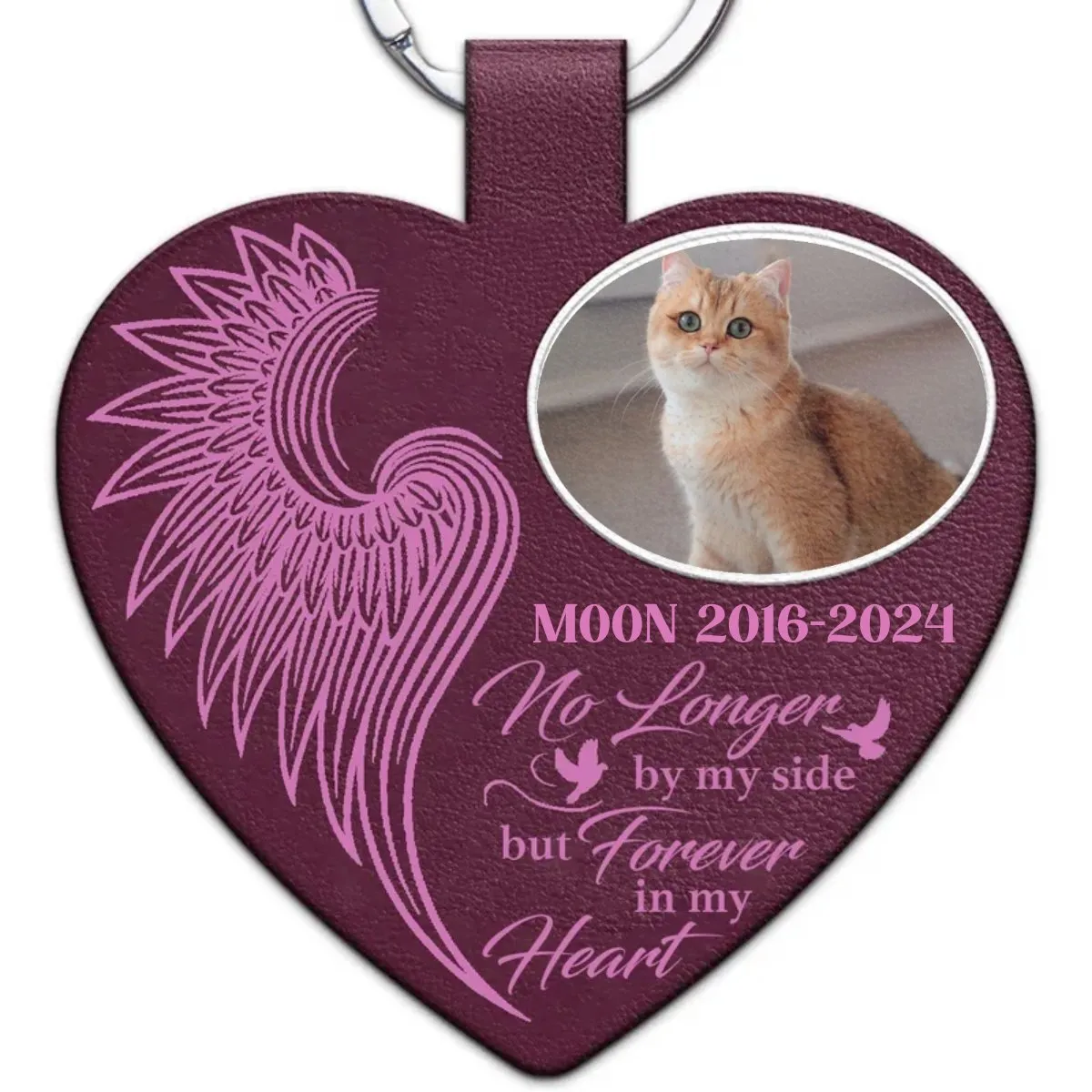 Pet Lovers -  No Longer By My Side - Personalized Leather Keychain